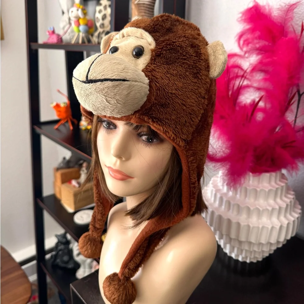 Brown Monkey Plush Hat for Kids